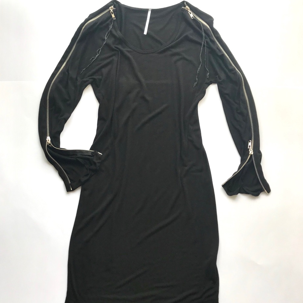 Bodycon mini dress, zipper sleeves, small